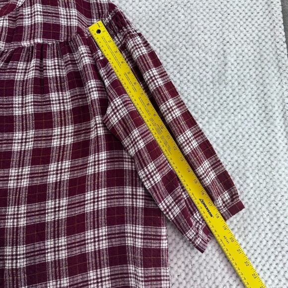 Lane Bryant Top Womens 22 Plus Burgundy Plaid Textured V-Neck Fall New - Picture 10 of 14